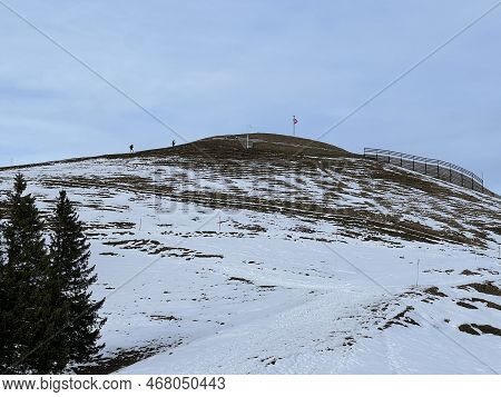 Peak Of The Mountain Kronberg (kronberg-gipfel) And The First Late Autumn Snow In The Alpstein Mount