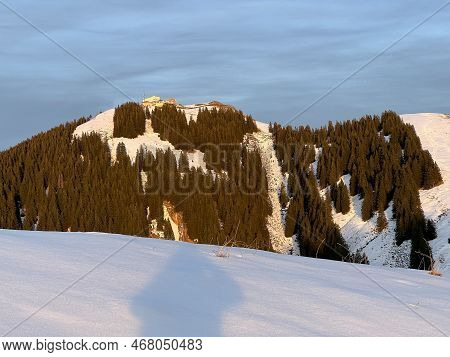 Peak Of The Mountain Kronberg (kronberg-gipfel) And The First Late Autumn Snow In The Alpstein Mount