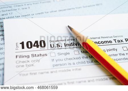 Tax Form 1040 U.s. Individual Income Tax Return, Business Finance Concept.