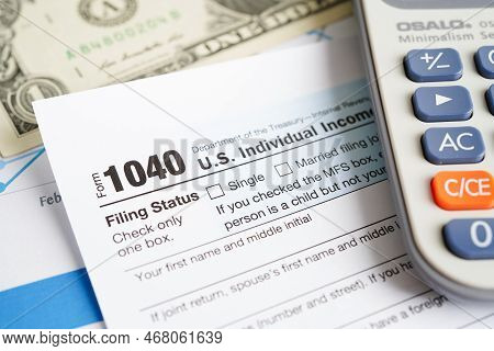 Tax Form 1040 U.s. Individual Income Tax Return, Business Finance Concept.