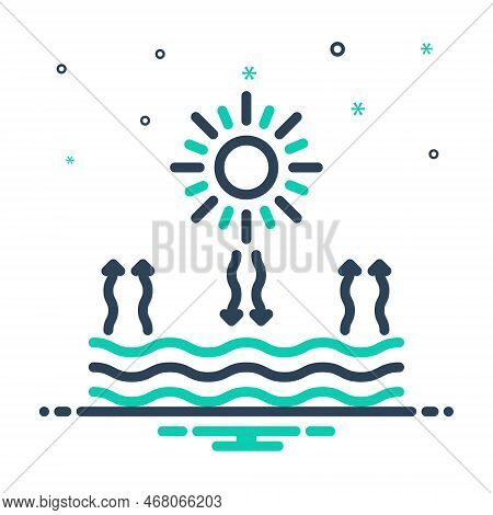 Mix Icon For Heat Sun Bright Morning Fire Shiny Sunrise Summer High-temprature Sea Ray Evaporation V