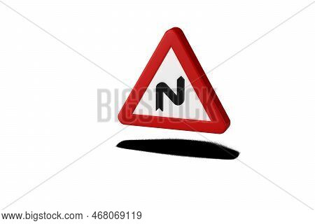 Traffic Sign, 3d Render. Danger Dangerous Curves Right - Left. Highway Traffic Code