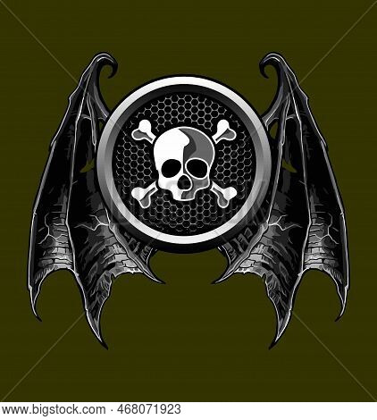A Pair Of Bat Wings And A Skull Vector
