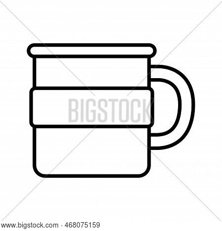 Camping Mug Icon. Enamel Mug. Metal Drinking Cup. Pictogram Isolated On A White Background.