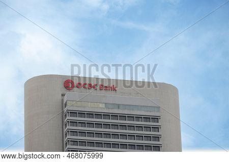 Singapore 1 June 2022. Ocbc Bank Logo On Financial Building