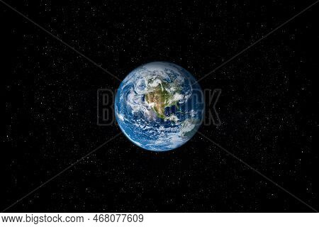 Planet Earth In Space Surrounded By Stars. This Image Elements Furnished By Nasa.