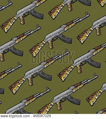 Ak Weapon Pattern With Tiger Stripes Vector