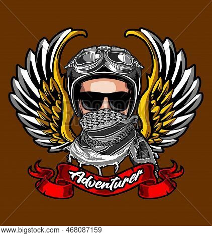 Adventurer Wearing A Turban Wing Background Vector Template