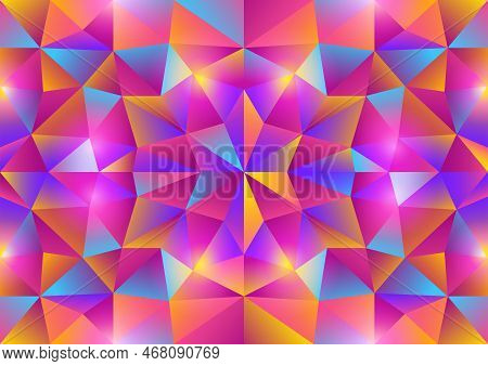 Abstract Background Of Vivid Colors Triangles Pattern, Vector Illustration In Eps10