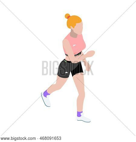 Wearable Technology Clothes Isometric Icon With Woman Wearing Smart Sport Wear 3d Vector Illustratio