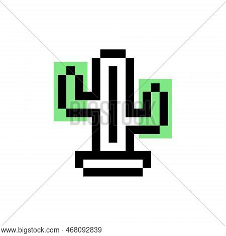 Pixel Style Desert Cactus Mexican Minimalist Vector Illustration.