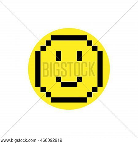 Pixel Yellow Smile Minimalist Vector Illustration Emoji