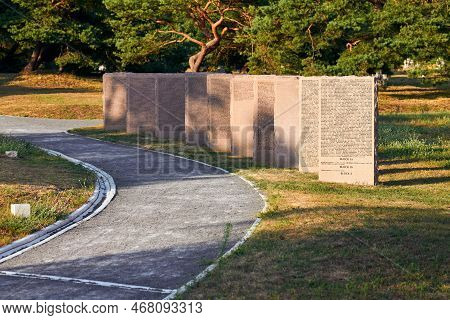 Baltiysk, Russia - 07.30.2021 - Memorials With Names Of Fallen Soldiers During Eastern Front World W