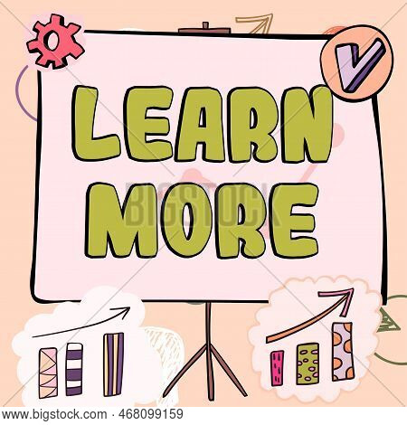 Text Caption Presenting Learn More. Concept Meaning Deepen Knowledge Of The Thing You Want To Do Or 
