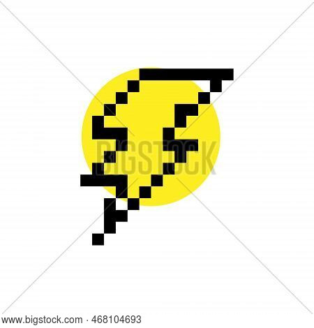 Pixel Energy Sign Lightning Icon Illustration Vector. Retro Game Design. Eighties Computer Games 8 B