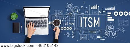 Itsm - Information Technology Service Management Theme With Person Using A Laptop Computer