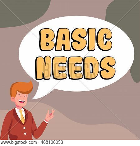 Inspiration Showing Sign Basic Needs. Conceptual Photo Something That You Must Have In Order To Sust