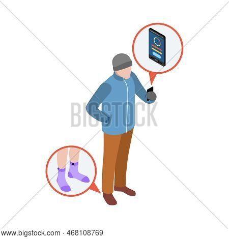 Wearable Technology Clothes Isometric Icon With Man Wearing Smart Socks 3d Vector Illustration
