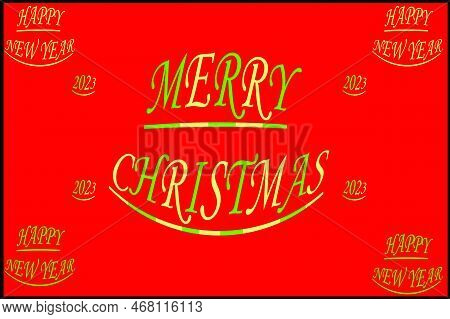 Merry Christmas .beautiful Greeting Card Scratched Calligraphy Black Text Word Gold Stars.  Invitati