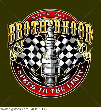 Checkered Flag Background Spark Plug Vector Template