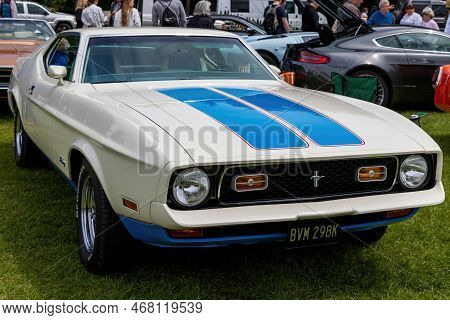 Bath, Uk, June 19, 2022: A 1972 Ford Mustang Olympic Sprint Edition, Reg No: Bvm 298k At The Bath Fe