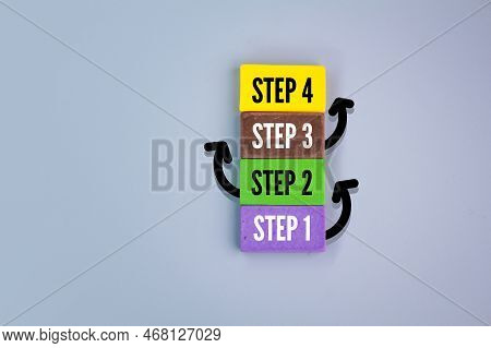 Step Numbers 1, 2, 3 And 4 Graphical Representation Of The Process. Business Concept For A New Start