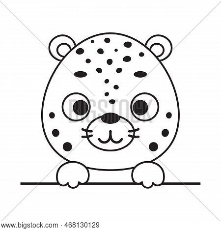 Coloring Page Cute Little Cheetah Head. Coloring Book For Kids. Educational Activity For Preschool Y