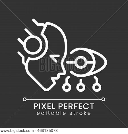 Ai See Pixel Perfect White Linear Icon For Dark Theme. Machine Vision. Artificial Intelligence. Imag