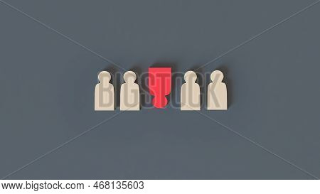 Red Wooden Man Lies In The Opposite Direction From The Group Of White Men. An Outcast, A Schismatic,