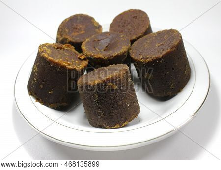 Selective Focus Of Palm Sugar Or Gula Aren (indonesia), Is A Sweetener Made From The Sap Of The Palm
