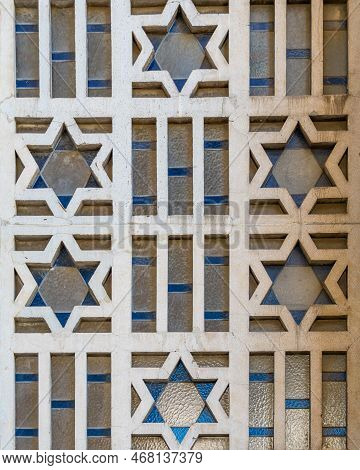 The National Flag Of Israel As Windows In A Wall From The Dohany Street Great Synagogue, Budapest, H