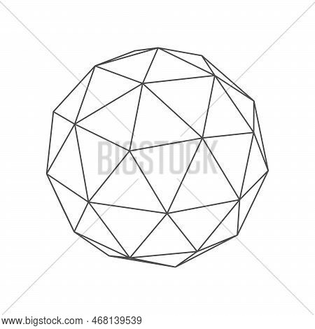 Low Poly Geometric Shape Abstract Polygon Sphere. Polygonal Mathematics And Geometry Figure, Wire Fr