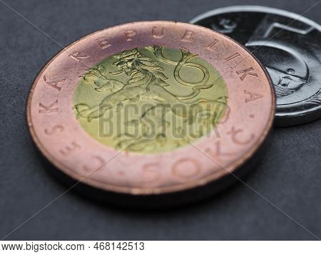 Translation: 50 Crowns Czech Republic. Coin Illustration For News About Economy Or Finance. Czech Ko