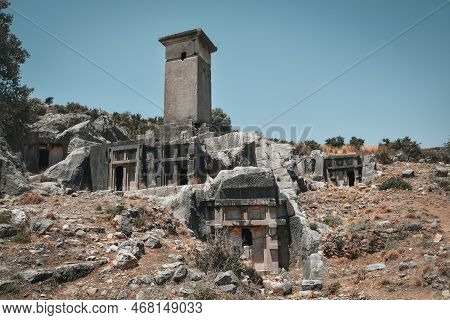Ruins Of The Ancient City Of Xanthos In Turkey. The Capital Of Ancient Lycia.
