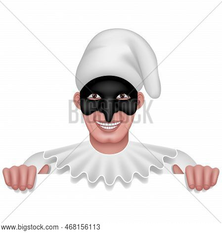 Italian Traditional Mask Of Pulcinella. Carnival Character