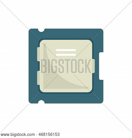 Processor Chip Icon Flat Vector. Circuit Cpu. Data Core Isolated