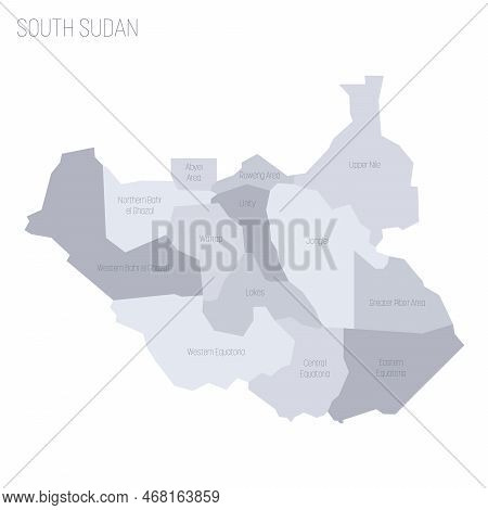 South Sudan Political Map Of Administrative Divisions - States, Administrative Areas And Area With S
