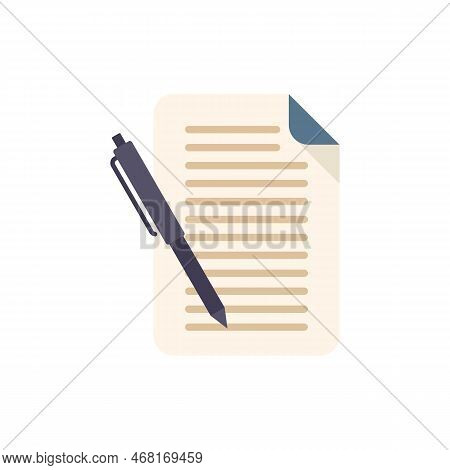 Memo Writing Icon Flat Vector. Text Message. Notepad Article Isolated