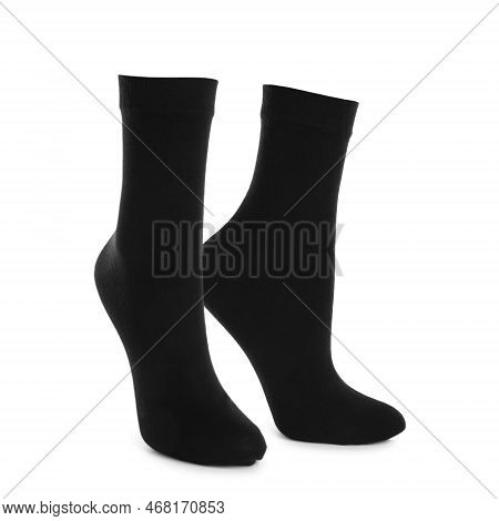 Pair Of Black Socks Isolated On White