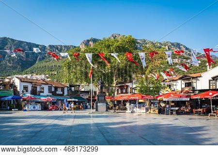 Kas, Turkey - May 2022: Kas Cityscape, View Of The Central Area Of Downtown Kas, A Popular Resort To