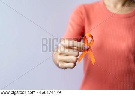 Orange Ribbon For Leukemia, Kidney Cancer Day, World Multiple Sclerosis, Crps, Self Injury Awareness