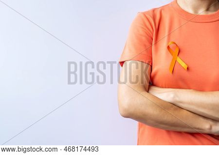 Orange Ribbon For Leukemia, Kidney Cancer Day, World Multiple Sclerosis, Crps, Self Injury Awareness