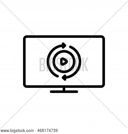 Black Line Icon For Again Once-more One-more-time Another-time Clockwise Circular Loading-circlerepe