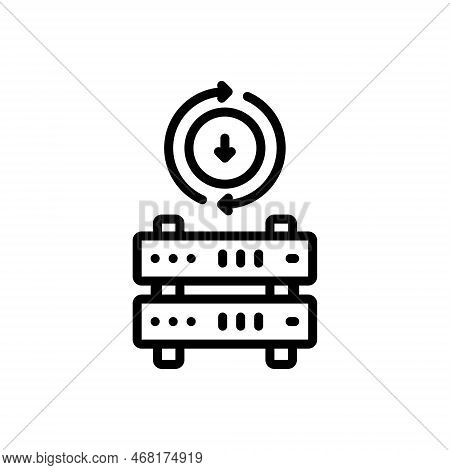 Black Line Icon For Backup Support Resever Server Center Database