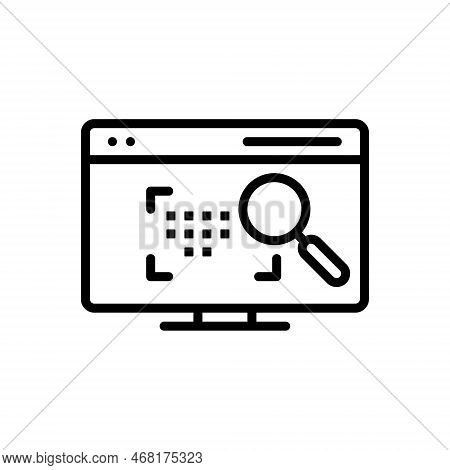 Black Line Icon For Dpi Monitor Dots Screen Bitmap Magnifier Zoom Search Dot-per-inch Pixel Blurred