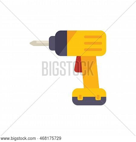 Electric Drill Icon Flat Vector. Hand Tool. Power Screw Isolated