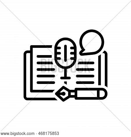 Black Line Icon For Narrative Mike Speech Voice Mic Karaoke Amplify Story Description Portrayal Narr