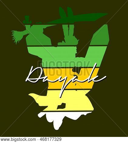 Dayak Warrior Silhouette With Colorful Colors Vector