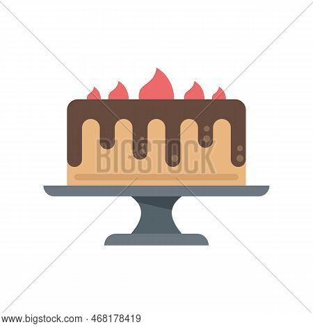 Cake Chocolate Icon Flat Vector. Delicious Slice. Food Cream Isolated