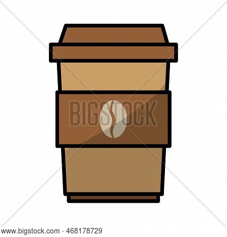 Cartoon Coffee Cup In Sketch Style. Vector Illustration. Stock Image.